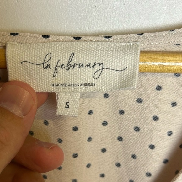 Anthropologie In February Cottage Prairie Milkmaid Polka Dot Midi Dress Feminine - Picture 9 of 11